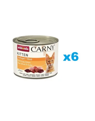 ANIMONDA Carny Kitten Poultry&amp;Beef 6x200 g Hrana pisoi, cu pasare si vita