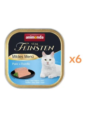 ANIMONDA Vom Feinsten Mild Menü hrană umedă tip pate pentru pisici cu curcan și păstrăv 6x100 g