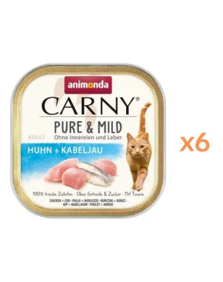 ANIMONDA Carny Pure &amp; Mild Hrană umedă pentru pisici cu pui și cod 6x100 g