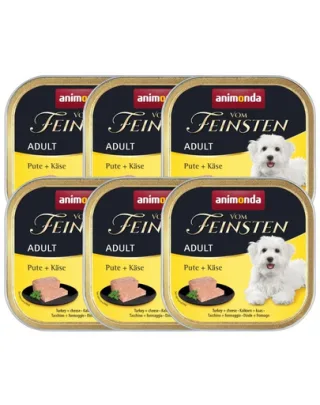 ANIMONDA Vom Feinsten Adult hrană umedă tip pate pentru câini cu curcan și brânză 6x150 g