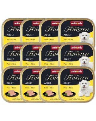 ANIMONDA Vom Feinsten Adult hrană umedă tip pate pentru câini cu curcan și brânză 12x150 g