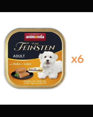 ANIMONDA Vom Feinsten Gourmet Centre Adult cu pui și ficat 6x150 g pate pentru câini
