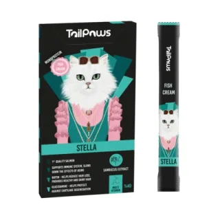 Gustare pentru pisici Tail Paws Stella Crema cu somon  vitamine 5 buc   pachet