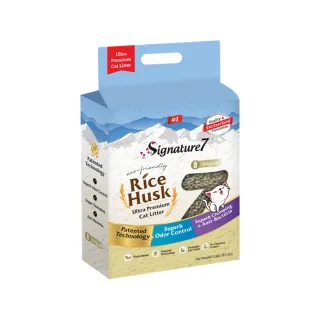 SIGNATURE7 Original Rice Husk, așternut igienic pisici, granule, coji de orez, aglomerant, ecologic, fără praf, biodegradabil, 7l