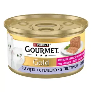 Conserva pentru pisici Gourmet Gold Kitten cu vitel 85 gr