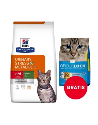 HILL'S Prescription Diet Feline Urinary Stress + Metabolic c/d Stress Multicare 8 kg + nisip pisici 6 kg GRATIS