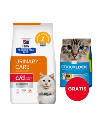 HILL'S Prescription Diet Feline c/d Multicare Urinary Stress 8 kg + nisip pisici 6 kg GRATIS