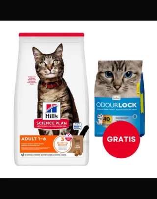 HILL'S Science Plan Feline Adult with Lamb 10kg cu miel + nisip pisică 6 kg GRATIS