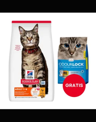HILL'S Science Plan Feline Adult Chicken 10 kg pentru pisici + nisip 6 kg GRATIS