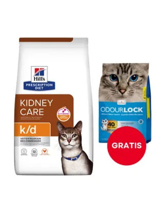 HILL'S Prescription Feline Diet k/d pentru pisici 8 kg + nisip 6 kg GRATIS