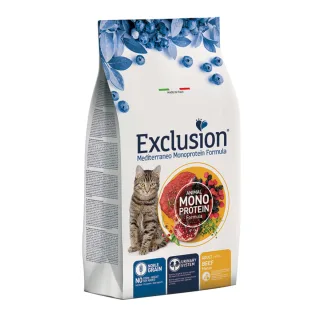 EXCLUSION Mediterraneo Monoprotein, Vită, hrană uscată monoproteică pisici, 1.5kg