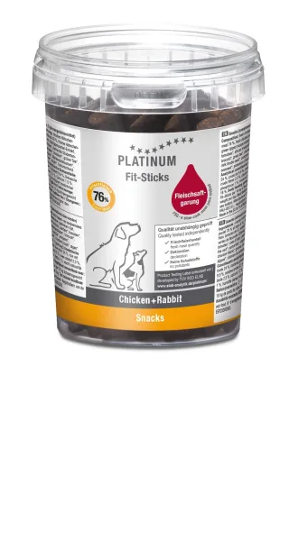 Recompense caini, PLATINUM Fit-Sticks cu Pui si Iepure, 300 g