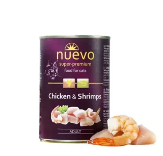 Hrana umeda pisici, NUEVO Conserva Cat, Pui si Creveti, 400 g