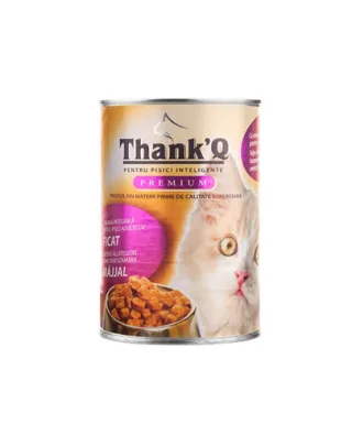THANK'Q cu ficat 415 g hrană pentru pisici
