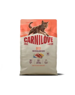 CARNILOVE True Fresh Cat Beef Sterilised 2 kg cu vită pentru pisici sterilizate