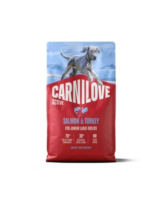 CARNILOVE Active Dog Salmon &amp; Turkey 4 kg Junior Large Breeds somon și curcan, pentru juniori în creștere de rase mari