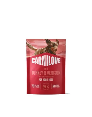 CARNILOVE Dog Pouch Pate hrană pentru câini adulți, curcan și vânat 300 g