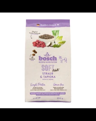 BOSCH HPC Soft Adult hrană semi-umedă monoproteică câini adulți cu struț și tapioca, 800 g