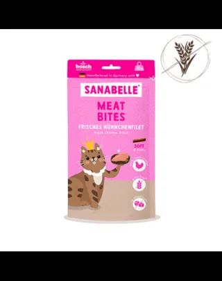 SANABELLE Meat Bites recompense moi pentru pisici, cu pui proaspăt 55 g fără cereale