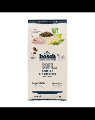 BOSCH HPC Soft Adult 12 kg hrană semi-umedă câini, păstrăv și cartof