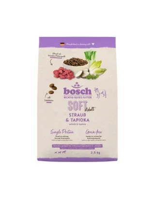BOSCH HPC Soft Adult 2,5 kg struț și tapioca hrană semi-umedă monoproteică câini adulți