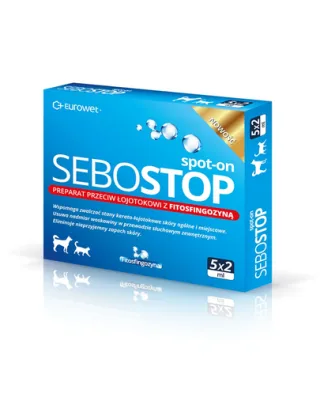 EUROWET Sebostop Spot-on cu fitosfingozină pentru câini și pisici, 5 x 2 ml