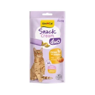Recompense pisici adulte, GimCat Snack Duo Cream, Pui si Dovleac, 6 x 15 g