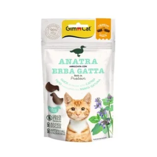 Recompense pisici adulte, GimCat Crunchy, Rata si Iarba Matei, 50 g