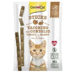 Recompense pisici adulte, GimCat Sticks, Curcan si Iepure, 4 buc, 20 g