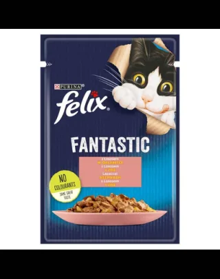 FELIX FANTASTIC Hrana umeda cu somon in jeleu pentru pisici adulte 85g