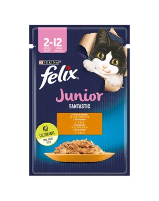 FELIX FANTASTIC Hrana umeda cu pui in jeleu pentru pisici junior 85g